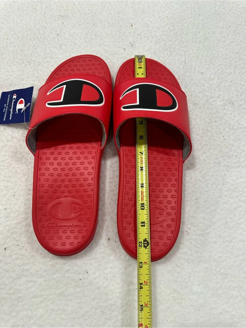 Champion Red Slide Sandals